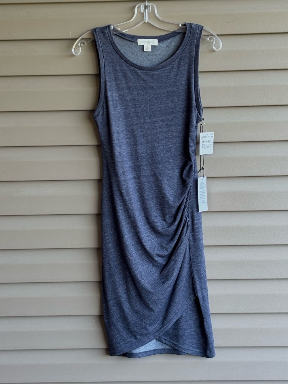 Women’s Sleeveless Ruched Tank Dress - Gray